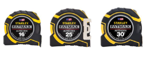 Stanley has added a new 16-foot FatMax auto-locking tape rule—model FMHT33316—and 30-foot FatMax auto-locking tape rule—model FMHT33348—to its lineup of FatMax auto-locking tape rules. 