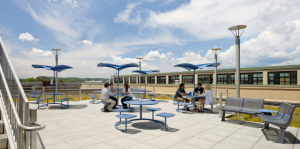 A roof hangout is considered a major perk for employees at Higher One, New Haven, Conn. The prime real estate provides a change of scenery for someone who wishes to bring his or her laptop outside. PHOTO: COURTESY SVIGALS+PARTNER