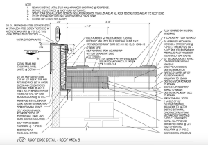 On a recent project in which the roof sustained a wind event, investigation for the design of the new roof edge and system found multiple concerns: open metal stud cavities to the parapet, open metal panel joints, wood and substrate boards attached with drywall wall screws and moisture drive concerns. This information led to the design of one of the author’s most complicated roof edges.
