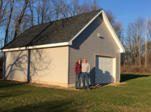 George and Rebecca Fischer built a 560-square-foot workshop and storage building, which includes an attic area to maximize the storage space.