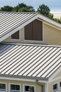 The standing-seam roof is made up of 0.040-inch coated aluminum panels that are 18-inches wide.