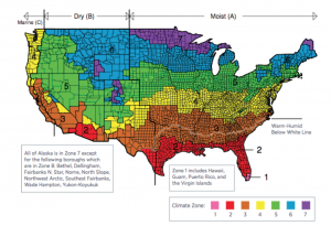FIGURE 1: Reflective roof requirements in ASHRAE 90.1 and IECC only apply in Climate Zones 1 through 3, shown here on the ASHRAE Climate Zone Map. SOURCE: U.S. Department of Energy